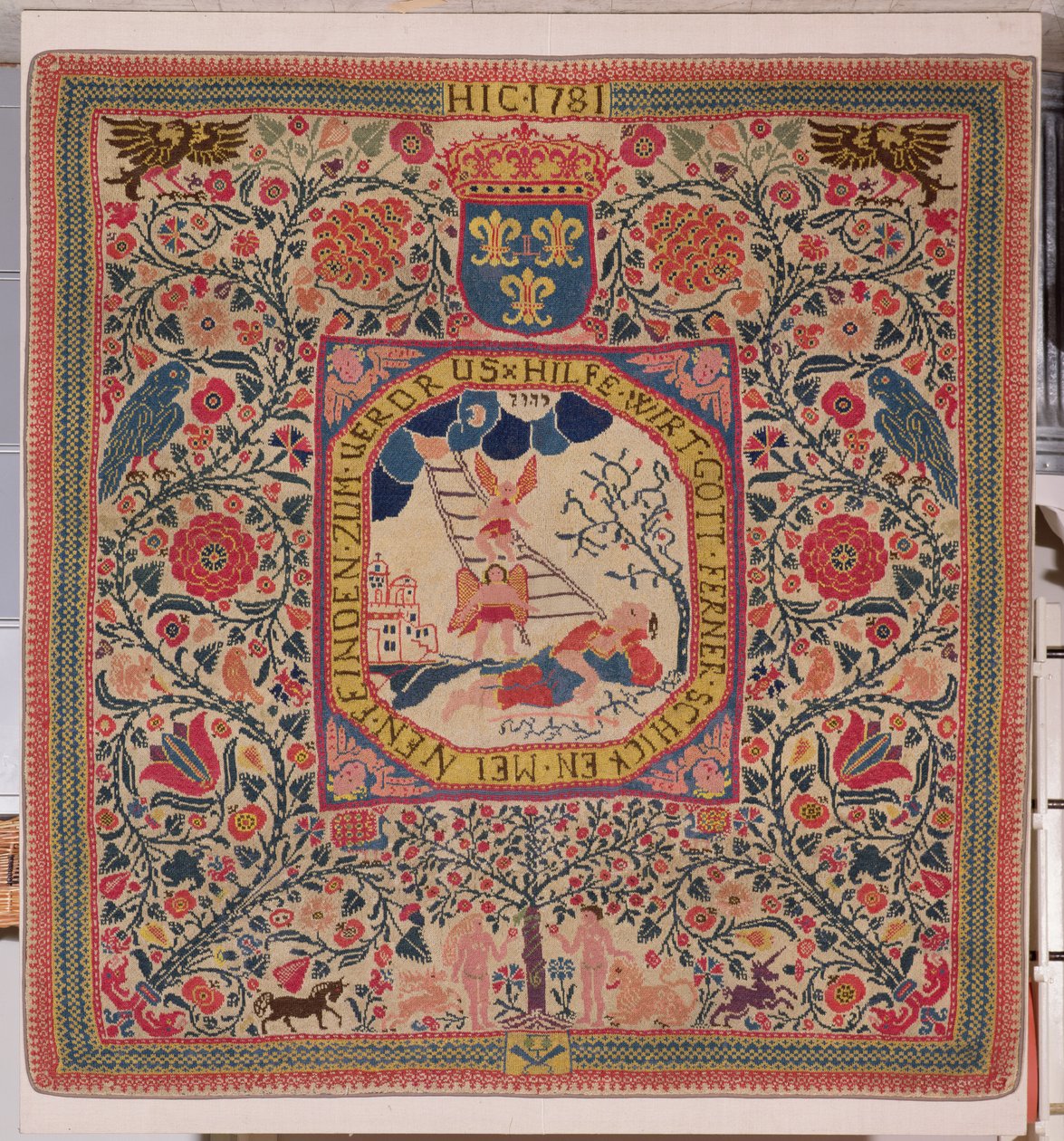 Kézzel kötött szőnyeg Jacobs álmát ábrázolva, Elzász, 1781 (gyapjú) alkotó: Unknown