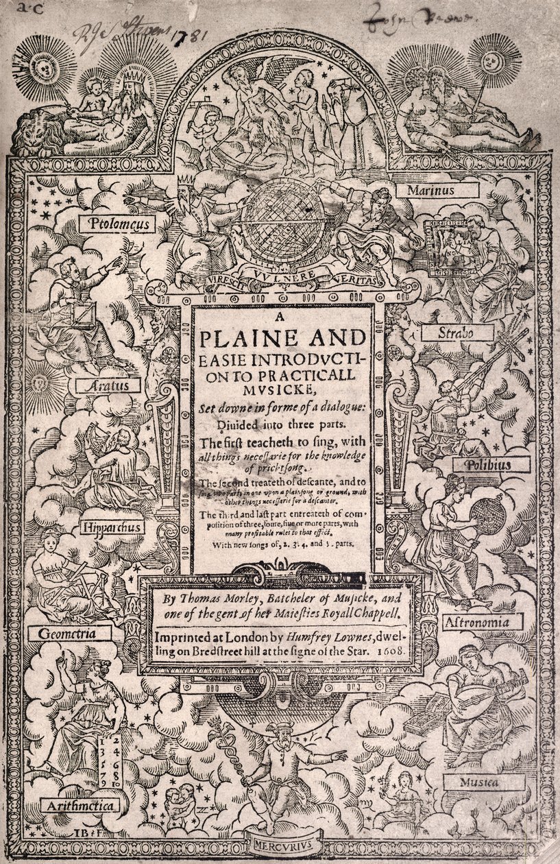 Morley, gyakorlati zene, 1608, címlap alkotó: Unknown