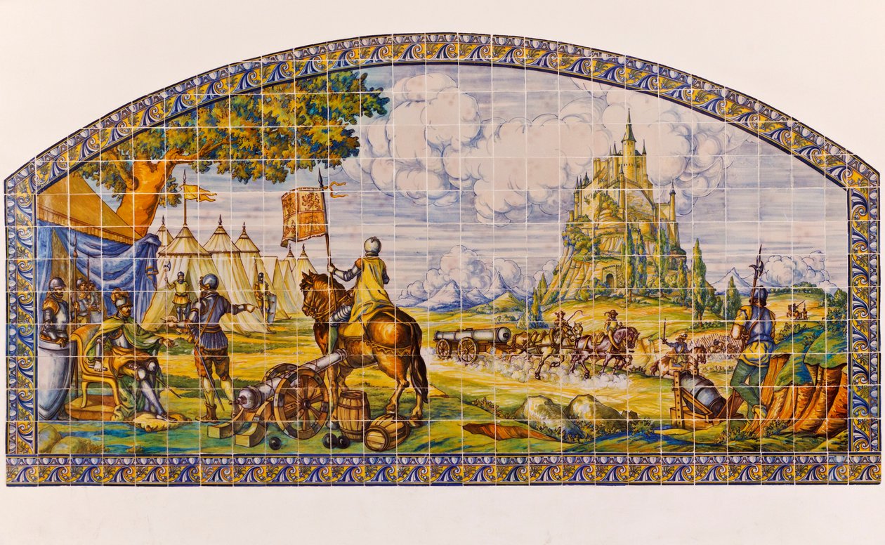 Segovia, Segovia tartomány, Spanyolország. Segovia modern kerámia csempefestménye a Comuneros-lázadás idején, 1520-1521. alkotó: Unknown