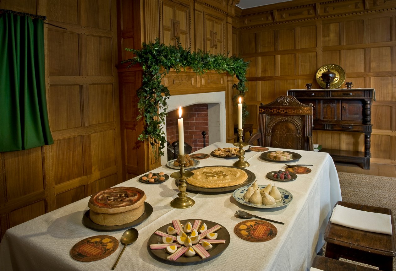 A Geffrye Múzeum 1630-as terme karácsonyi múltra díszítve alkotó: Unknown