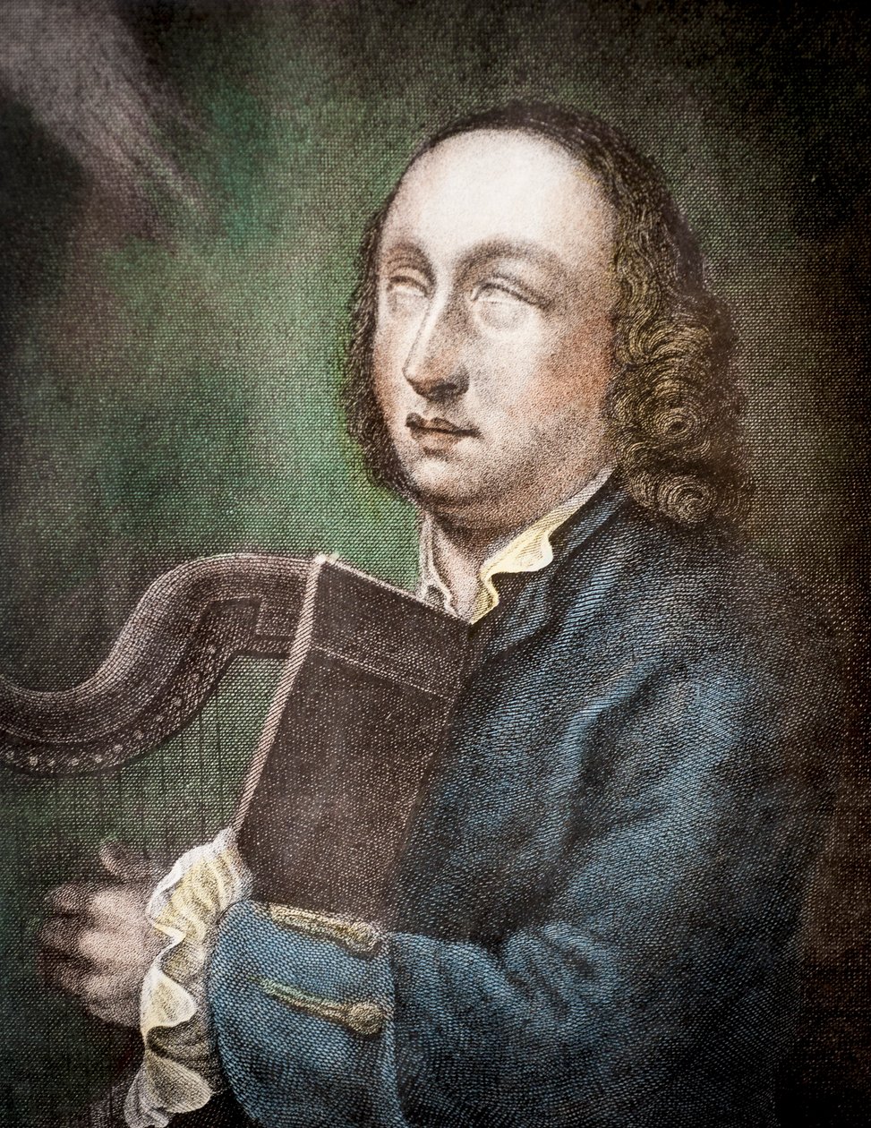 A vak ír hárfa, Turlough O Carolan, Carolan, Toirdhealbhach î Cearbhall? (1670-1738) alkotó: Unknown
