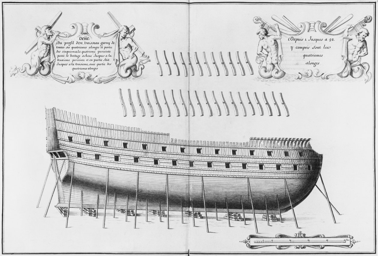 Edény profilja, illusztráció az „Atlas de Colbert”-ből, 26. tábla (ceruza és WC papíron) (bw fotó) alkotó: French School