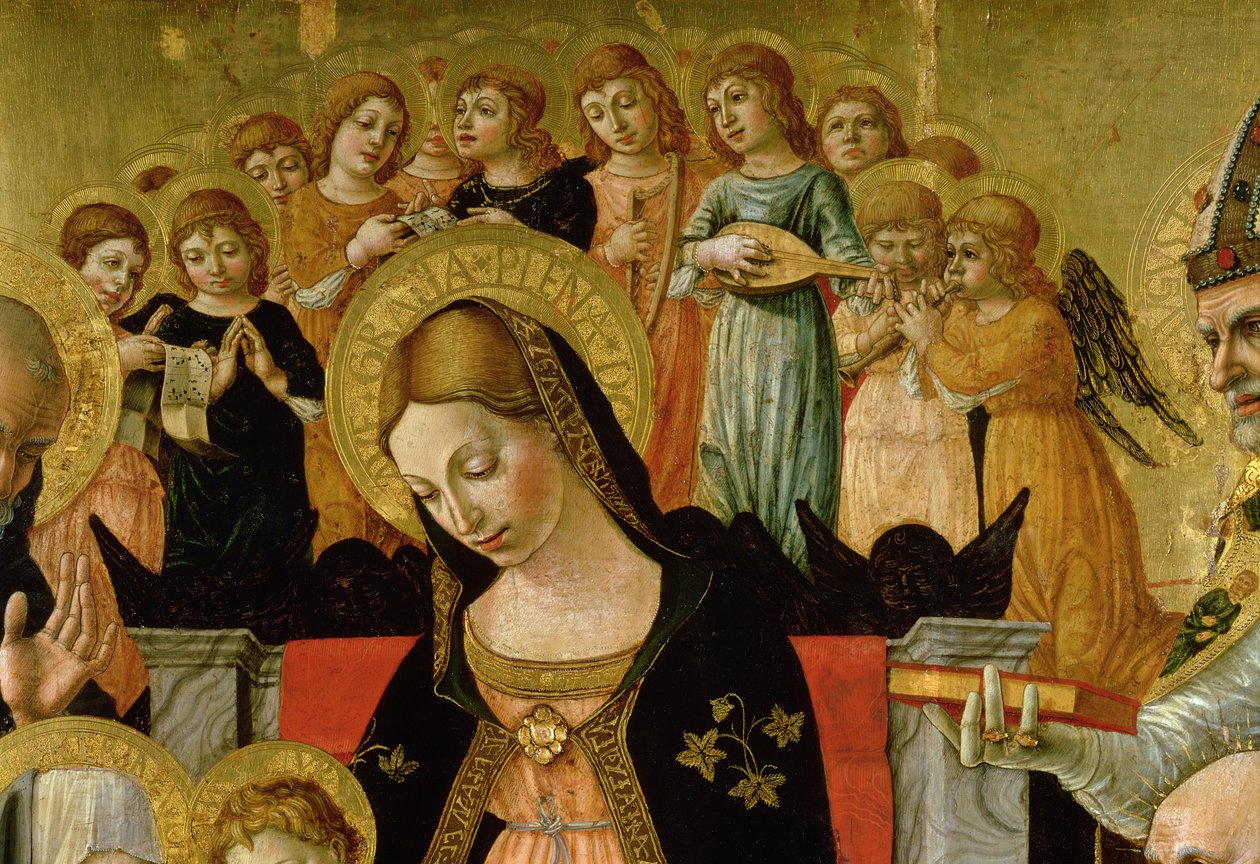 Sienai Szent Katalin házassága, részlet a Szűzanya fejéről és az angyalokról, 1481-1500 körül (tempera és olaj, tábla) (lásd még: 99056) (részletesen lásd: 99638) alkotó: Lorenzo d Alessandro da Severino II