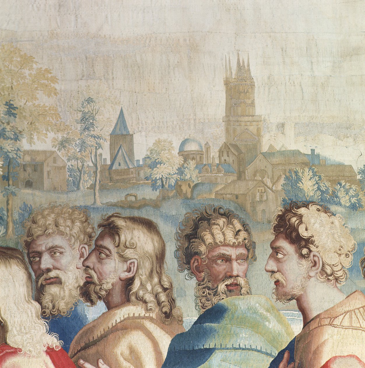 Az apostolok cselekedeteit, Szent Pál elhívását ábrázoló kárpit (az apostolok fejének részlete), a Beauvais-műhelyben szőtt Philippe Behagle (1641-1705) irányításával, 1695-1699 alkotó: Raffaello Sanzio Raphael