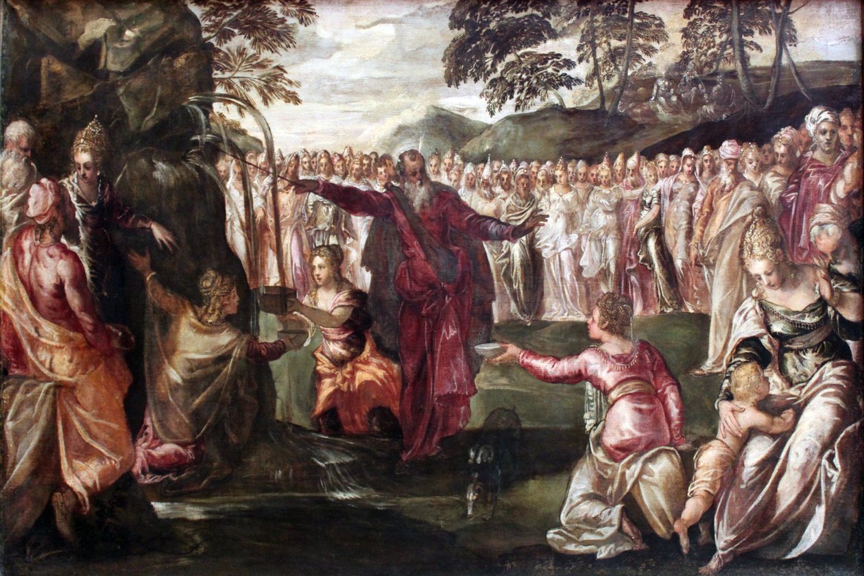 Mózes kiüti a vizet a sziklából alkotó: Tintoretto