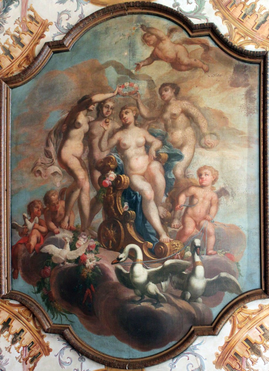 Mennyezetfestés a mecklenburgi lakás WC -kamrájában, a Charlottenburg -palotában, Berlinben alkotó: Unknown