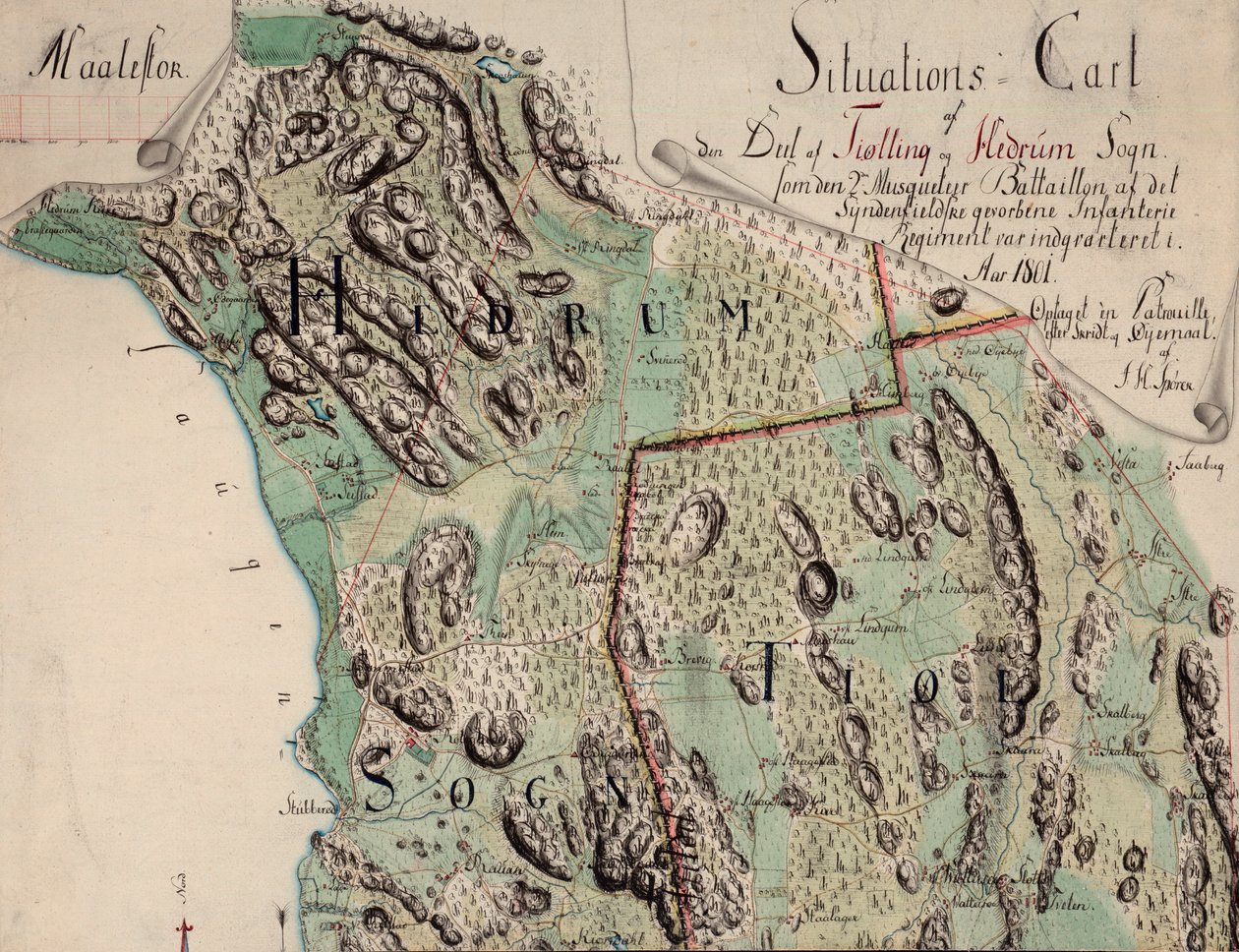 A térkép kézzel rajzolt (1801), és Westfoldot ábrázolja. alkotó: Unknown