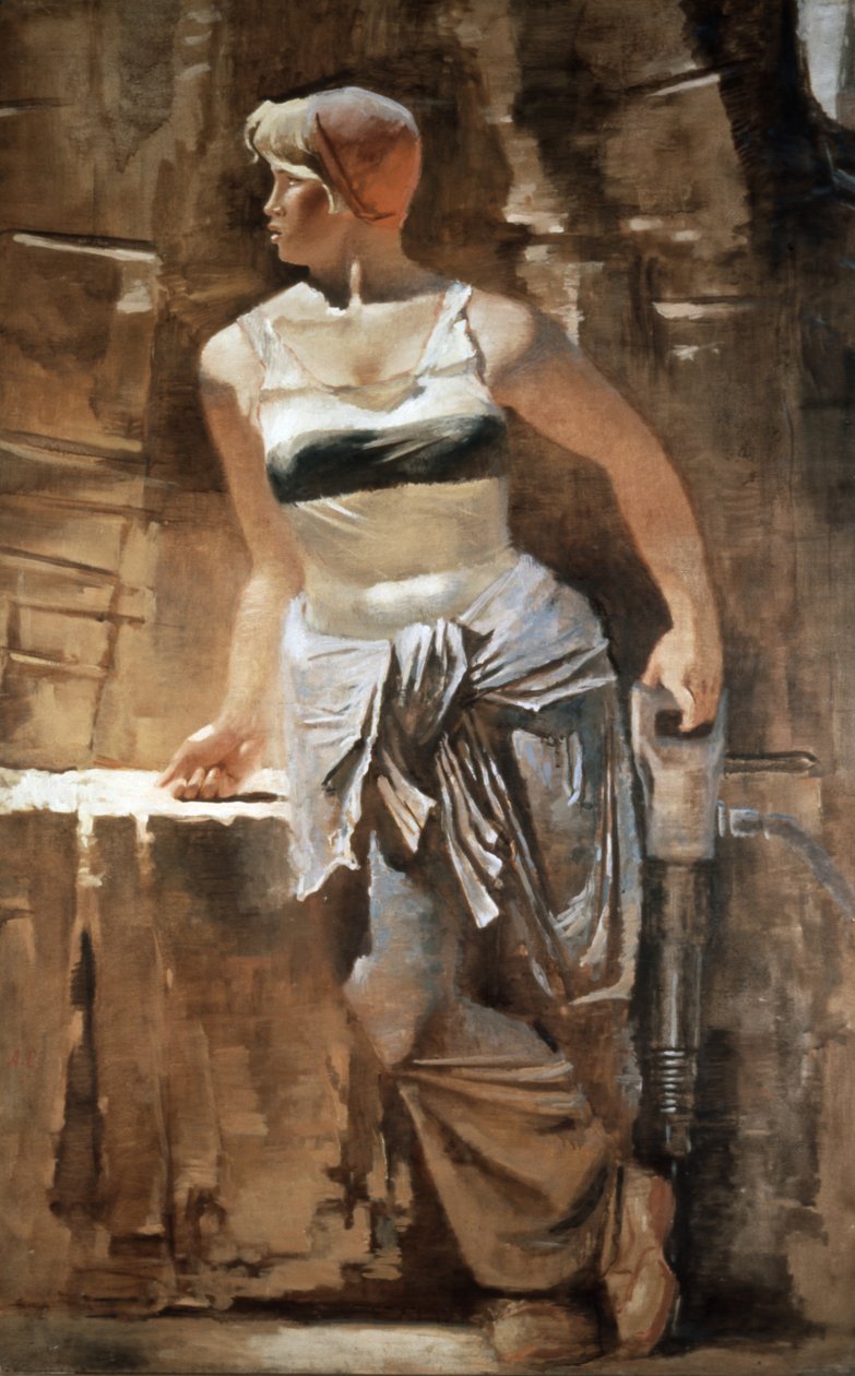 Egy lány: Metro-Builder 1937. A, Samokhvalov (1894 - 1971) festménye, Szocialista realizmus. alkotó: Unknown