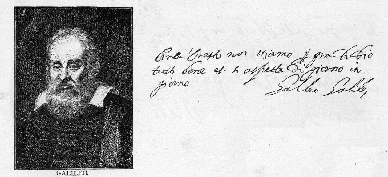 Galileo Galilei kézírása és aláírása öccsének, Michelangelónak Vilniusban, Litvániában írt leveléből, amelyet 1601. november 20-án írt Padovában alkotó: Unknown
