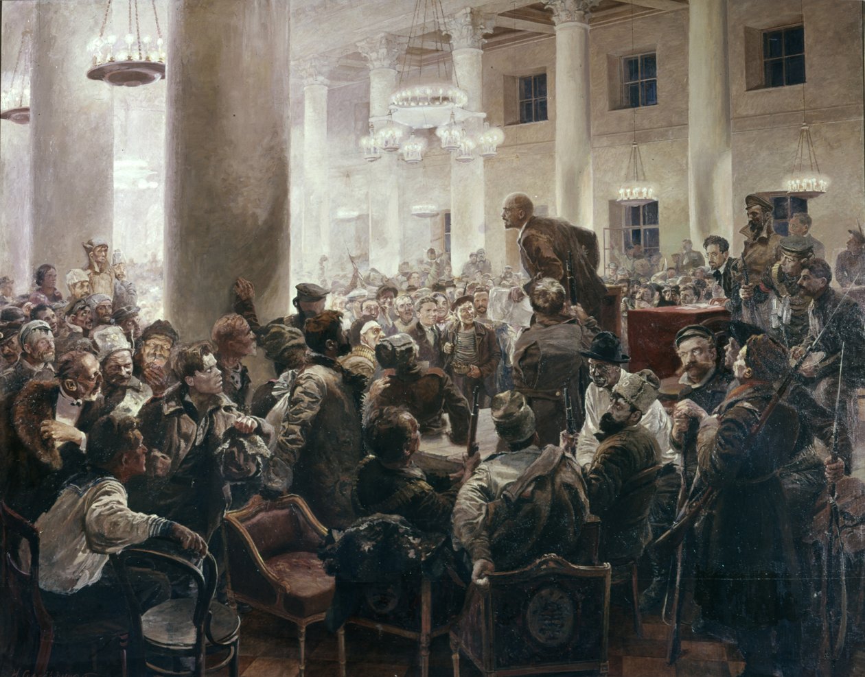 Lenin beszéde az összoroszországi szovjetek kongresszusán I, A, Serebryany, Központi Lenin Múzeum, Leningrád, V, I, Lenin találkozója N, K, Krupszkojjal. alkotó: Unknown
