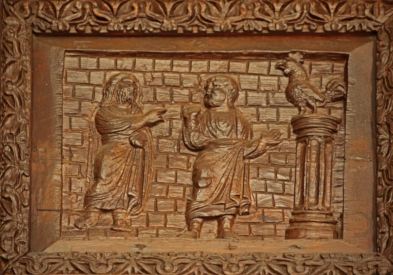 Panel az 5C ajtóból: Szent Péter és a kukorékoló kakas alkotó: Unknown