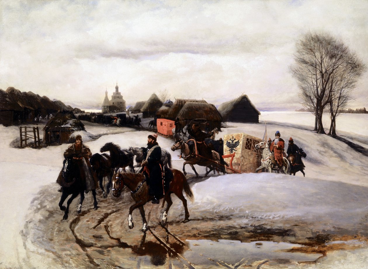 V, Shvarts, A cárnő zarándoklatra indul a szent helyekre - Alekszisz cár idejében (Alekszej Mihajlovics Romanov). alkotó: Unknown