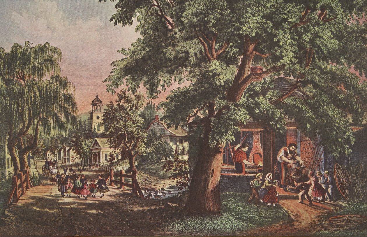 A Falusi Kovács, kocsma. 1864, Currier & Ives alkotó: American School