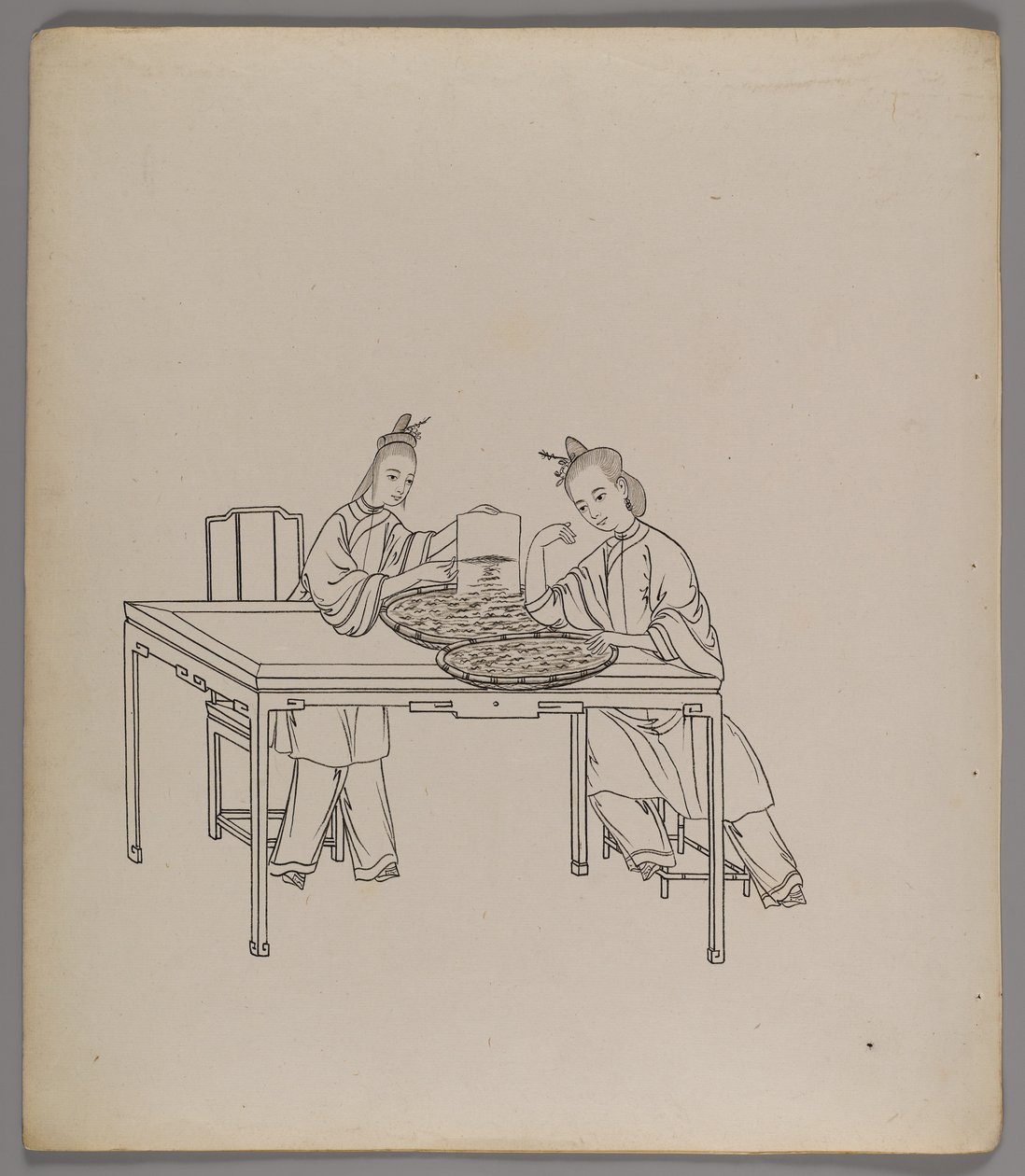 Külön levelek albuma: Silk Cultivation and Production (tinta papíron) (lásd még: 499288-303) alkotó: Chinese School