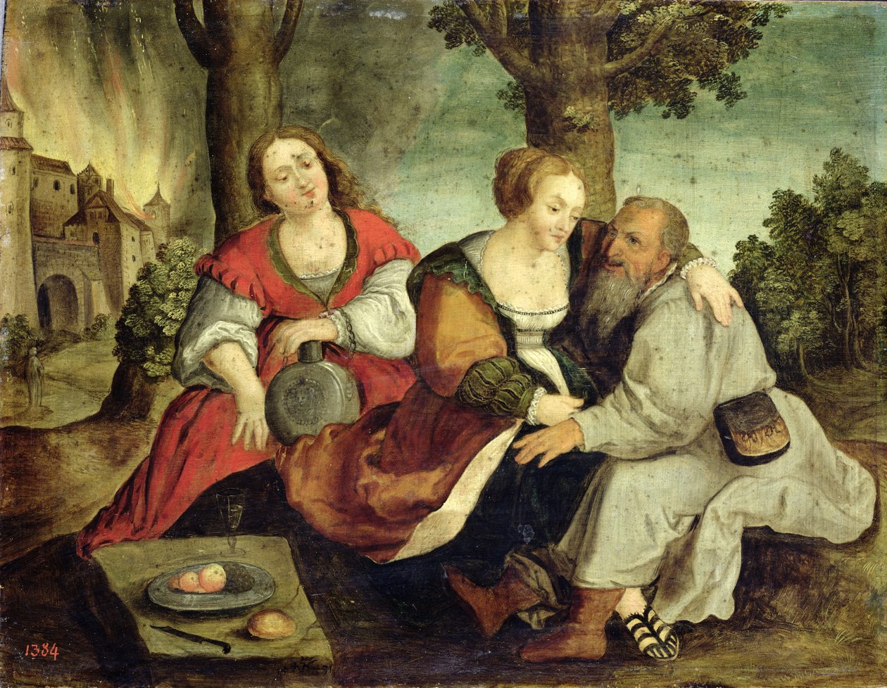 Lót és lányai, 16. század vége (olaj, tölgyfa tábla) alkotó: Dutch School