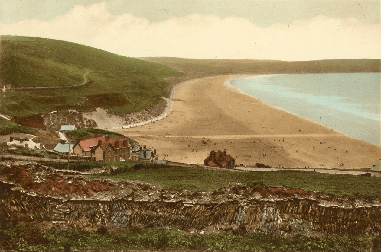 Woolacombe, a homok Mortehoe-ból alkotó: English Photographer