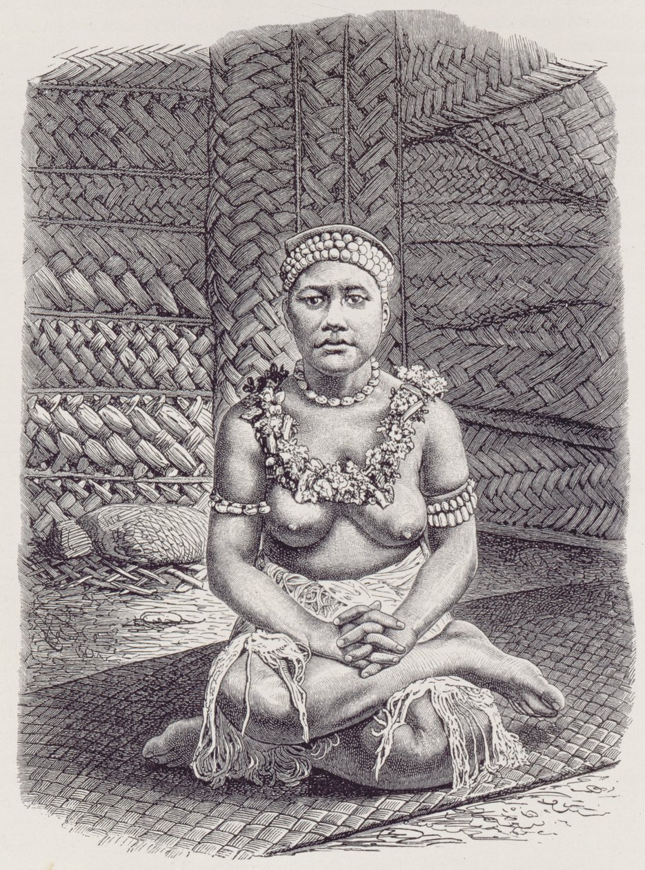 Pápua (Szamoa) főnökének felesége, Friedrich Ratzel professzor 1896-os The History of Mankind című kötetéből. alkotó: English School