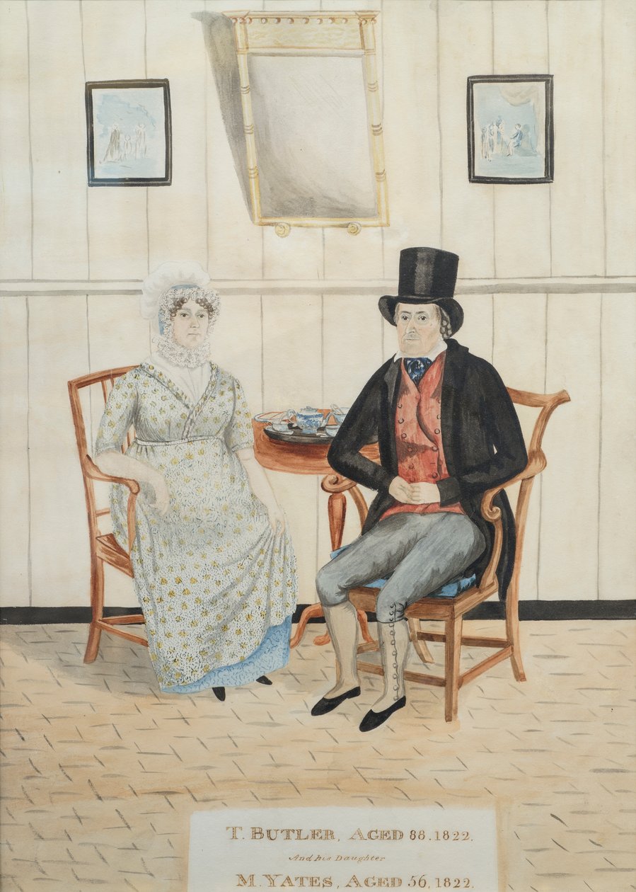 T. Butler és lánya, M. Yates portréja, 1822 körül (wc papíron) alkotó: English School