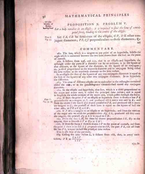 X. tézis V. feladat Sir Isaac Newton (1642-1727) The Mathematical Principles of Natural Philosophy I. kötetéből, 1777 (lásd: 136313) alkotó: English School