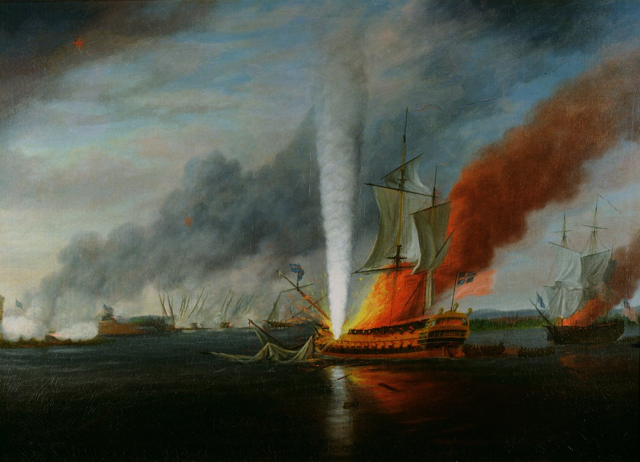 The Burning of H.M.S. Augusta 1777-ben alkotó: English School
