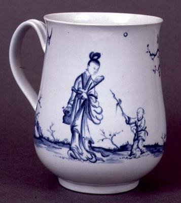 Worcester bögre baluszter formájú, kék mázzal díszítve, 1755 körül (kerámia) alkotó: English School