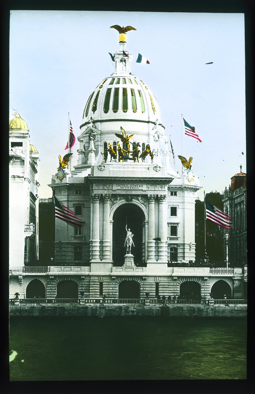 Párizsi kiállítás: Egyesült Államok pavilonja, Párizs, Franciaország, 1900 (lámpás csúszda) alkotó: French Photographer