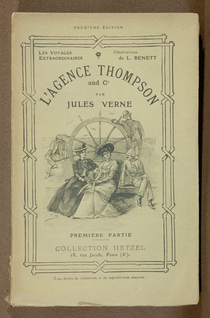 A Thompson utazási iroda könyvének borítója, Jules Verne (1828-1905) alkotó: French School