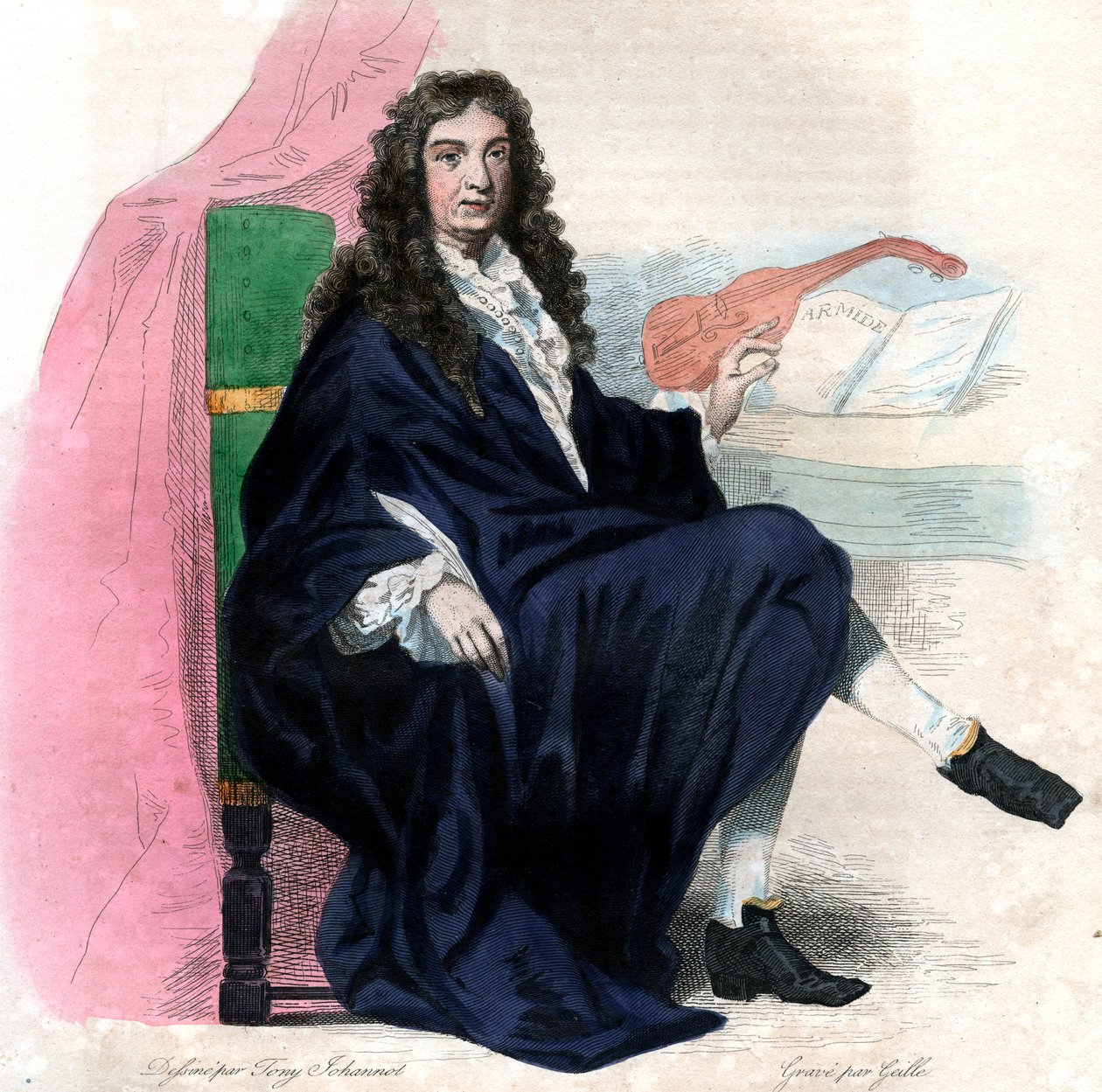 Jean Baptiste Lully (1632-1687) francia zeneszerző portréja. alkotó: French School