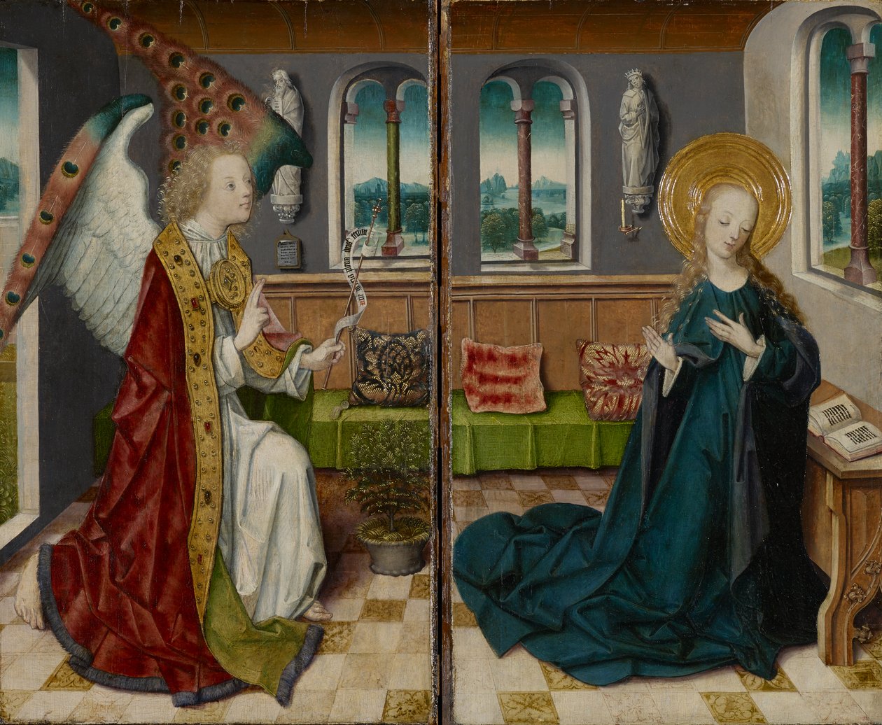 Az Angyali üdvözlet, 1490 (vegyes technika fára) alkotó: German School