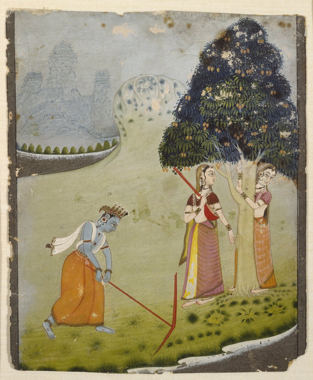 Balaram vizet merít Krisnának, az 1700-as évek közepe (tempera papíron) alkotó: Indian School
