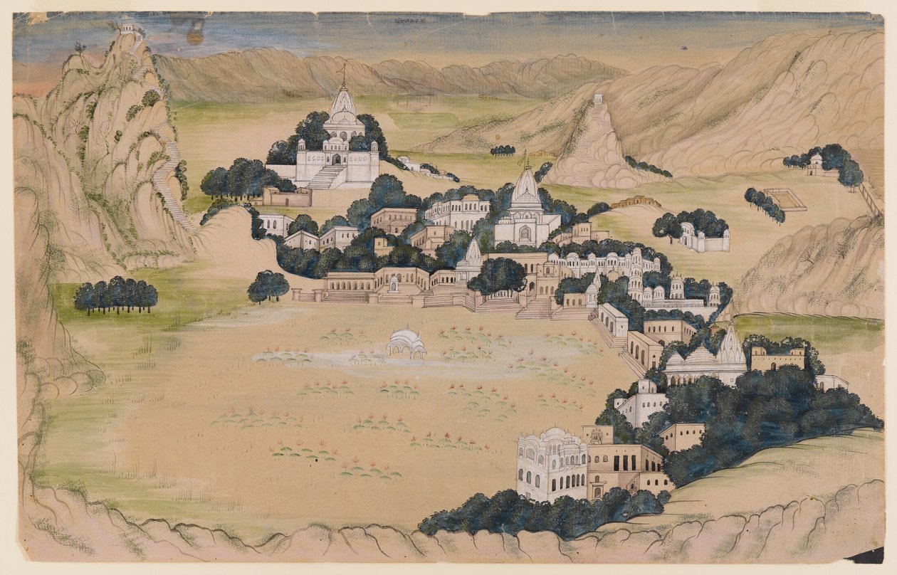 Pushkar Lake, 1840-60 körül (wc és mosás papíron) alkotó: Indian School