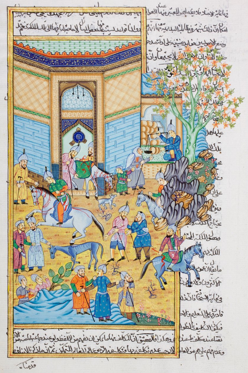 Stabil jelenet, radzsasztáni miniatűr festmény (wc papíron) alkotó: Indian School