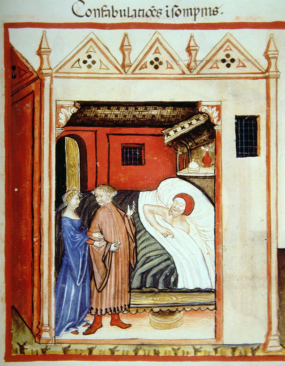 Fol.101v Sleeptalking, illusztráció a Tacuinum Santiatis Codex Vindobonensisből alkotó: Italian School