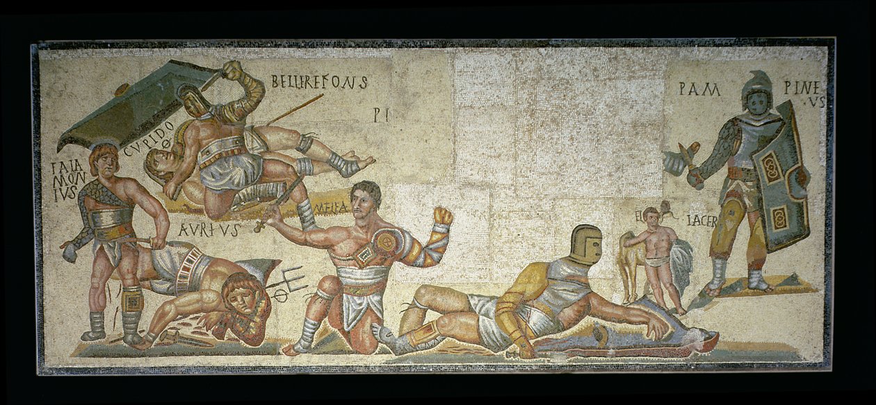 Gladiátorok csata, i.sz. 320 (mozaik) alkotó: Roman