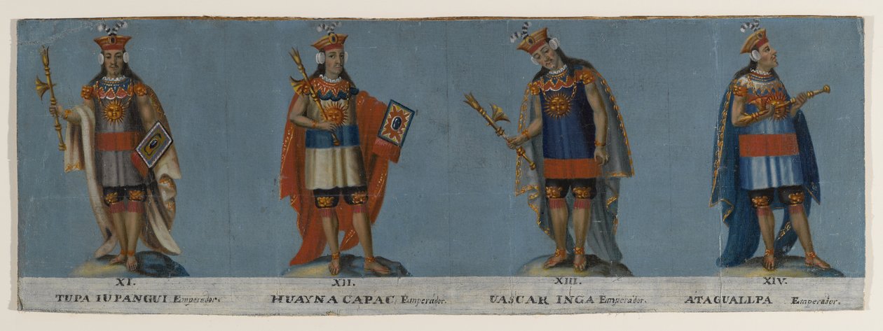 Négy inka király: Tupac Yupanqui, Huayna Capac, Huascar Inca, Atahuallpa, 19. század eleje alkotó: Unknown