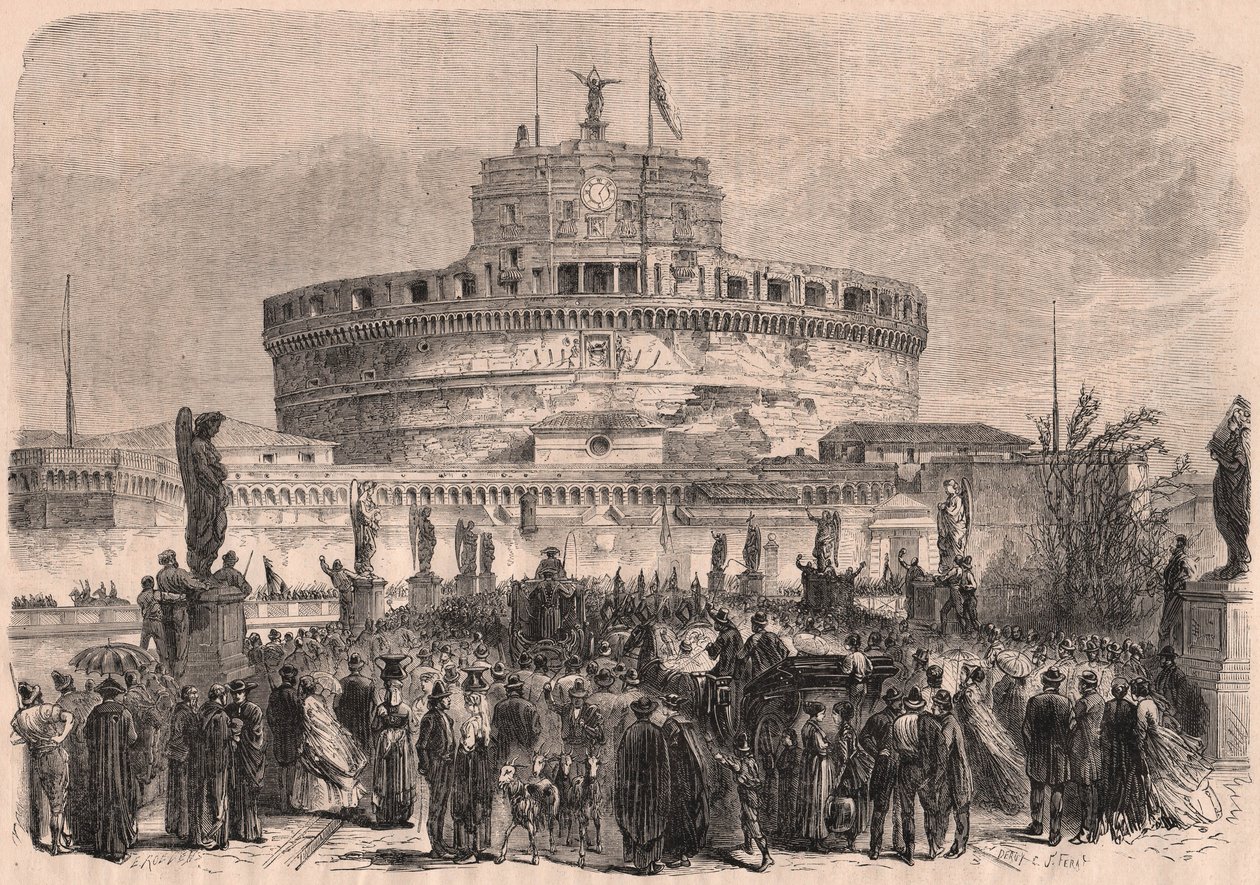 Kilátás a St. Angelo-kastélyra (Castel SantAngelo) Róma, Olaszország alkotó: Unknown