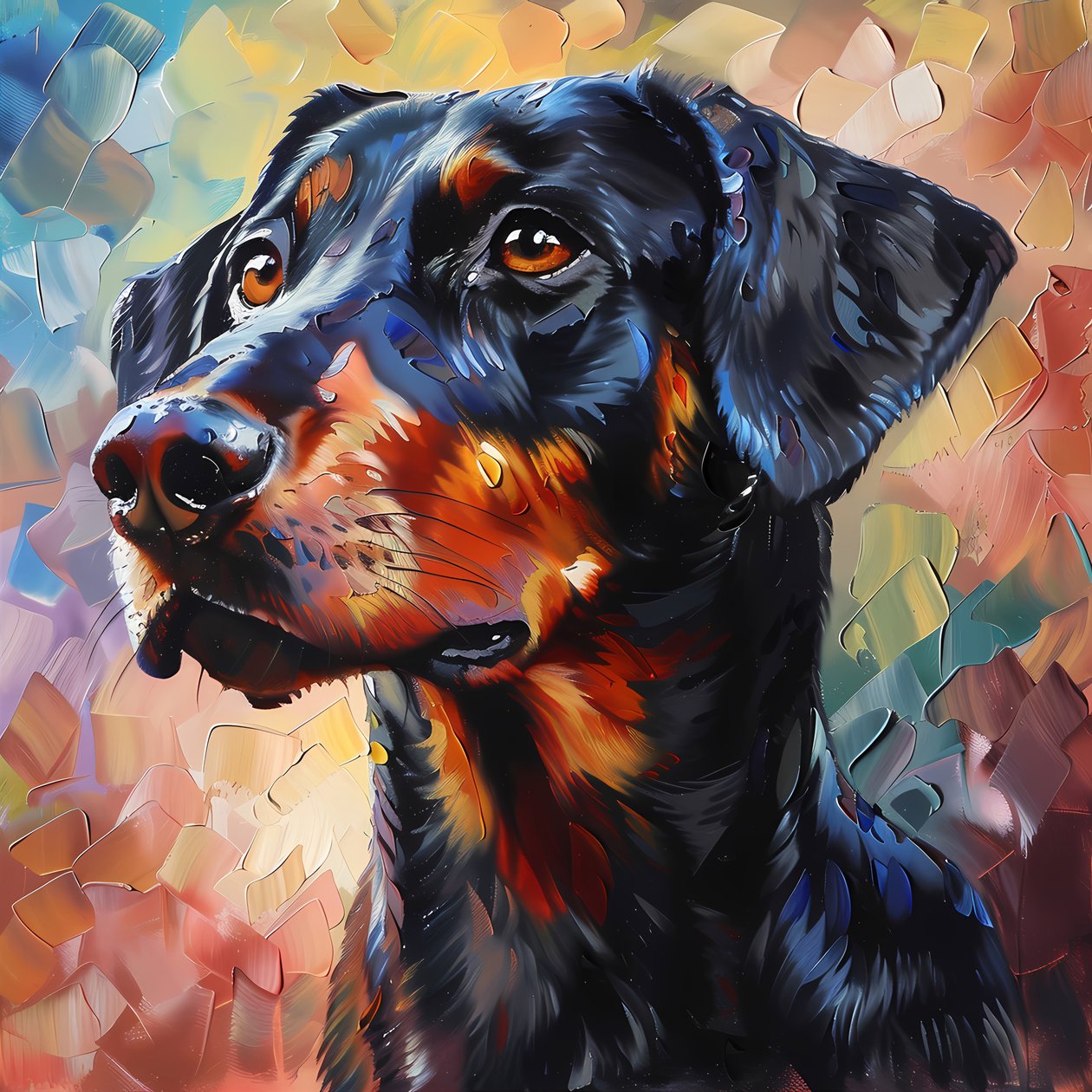 Absztrakt Rhodesian Ridgeback kutya festmény, állati dekoráció, wall art nyomatok alkotó: F. Abderrahim