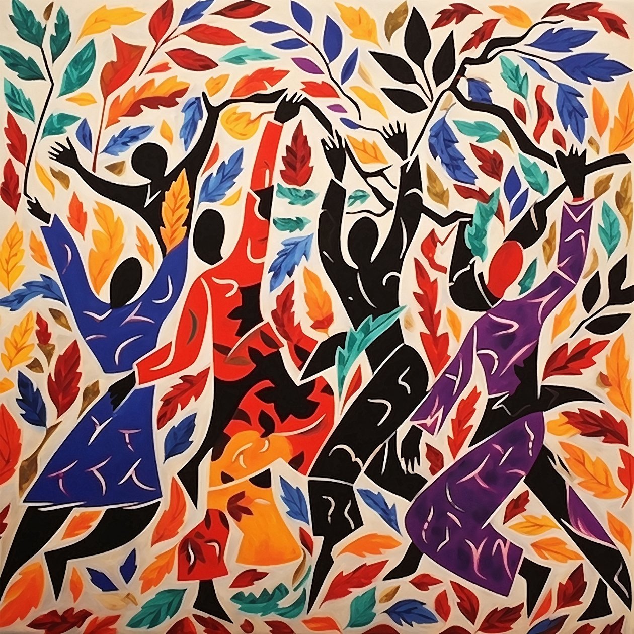 Őszi levelek tánca Matisse stílusban | online egyéni vászon nyomatok alkotó: F. Abderrahim