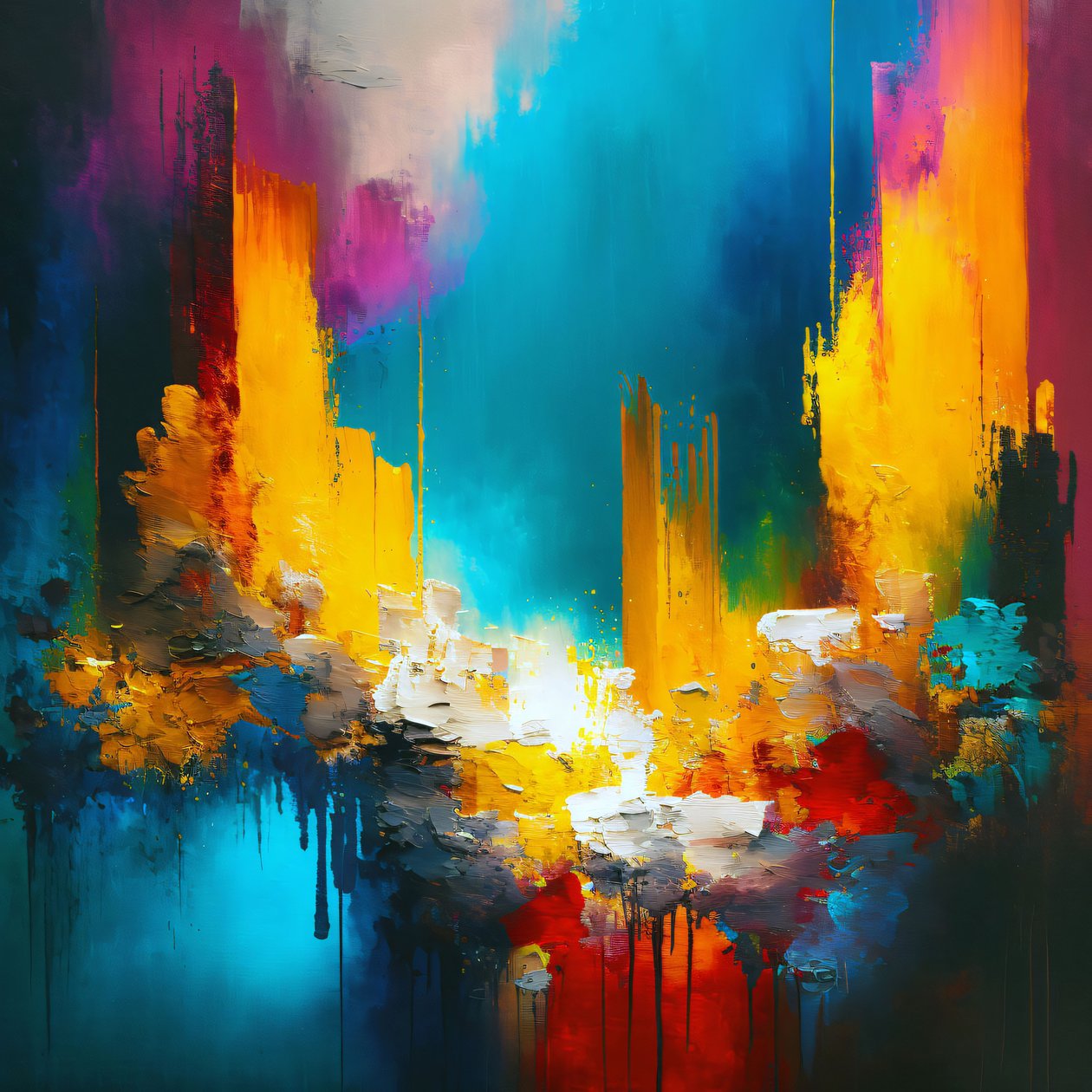 Színes absztrakt festmény vászonra, keretezett falra art print on demand alkotó: F. Abderrahim