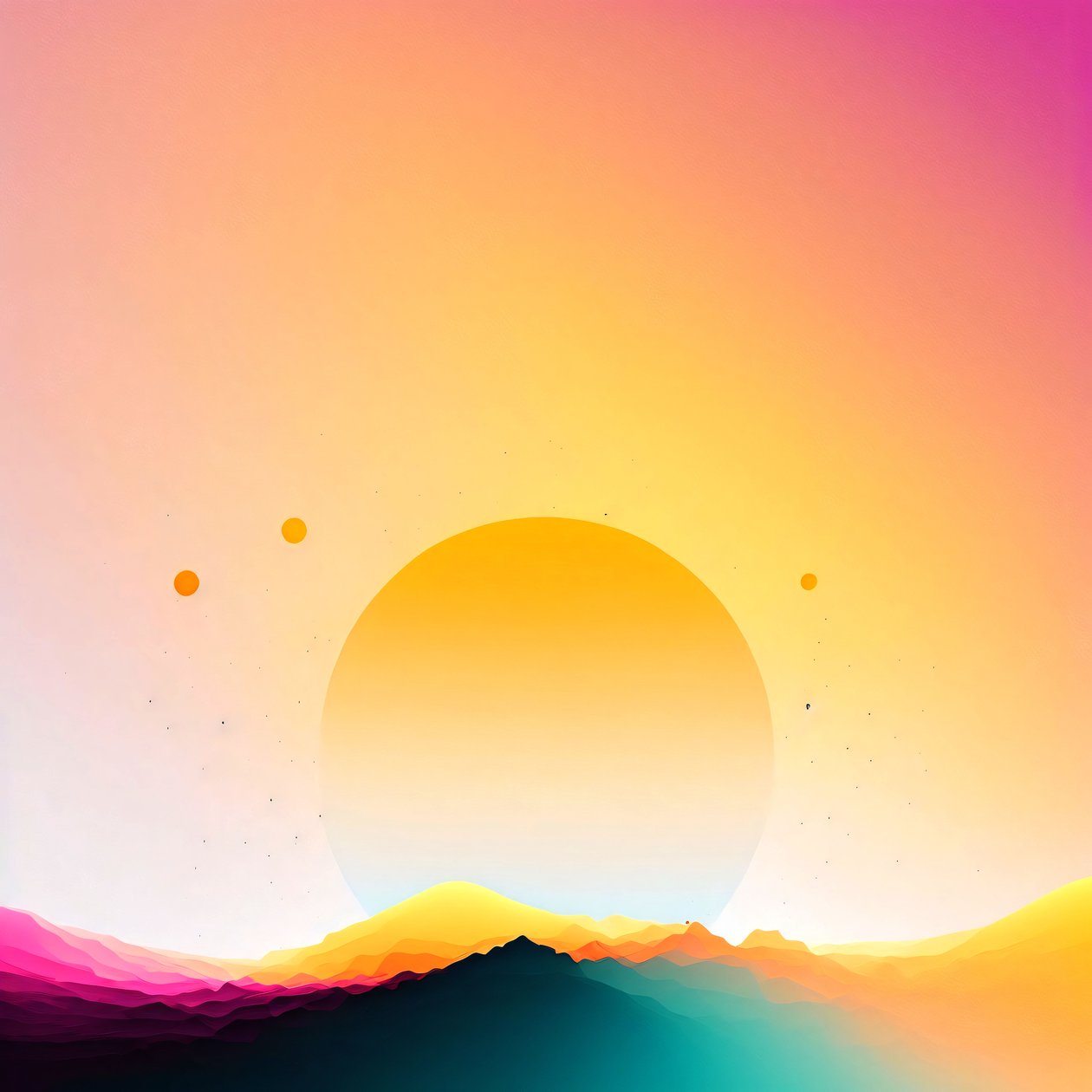 Minimalista napfelkelte Galaxy színek fehéren, falfestmény | print on demand alkotó: F. Abderrahim