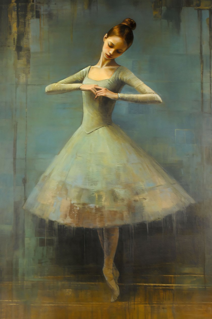 Olajfestmény egy balerina, Edgar Degas stílusban, falfestmény nyomatok igény szerint alkotó: F. Abderrahim