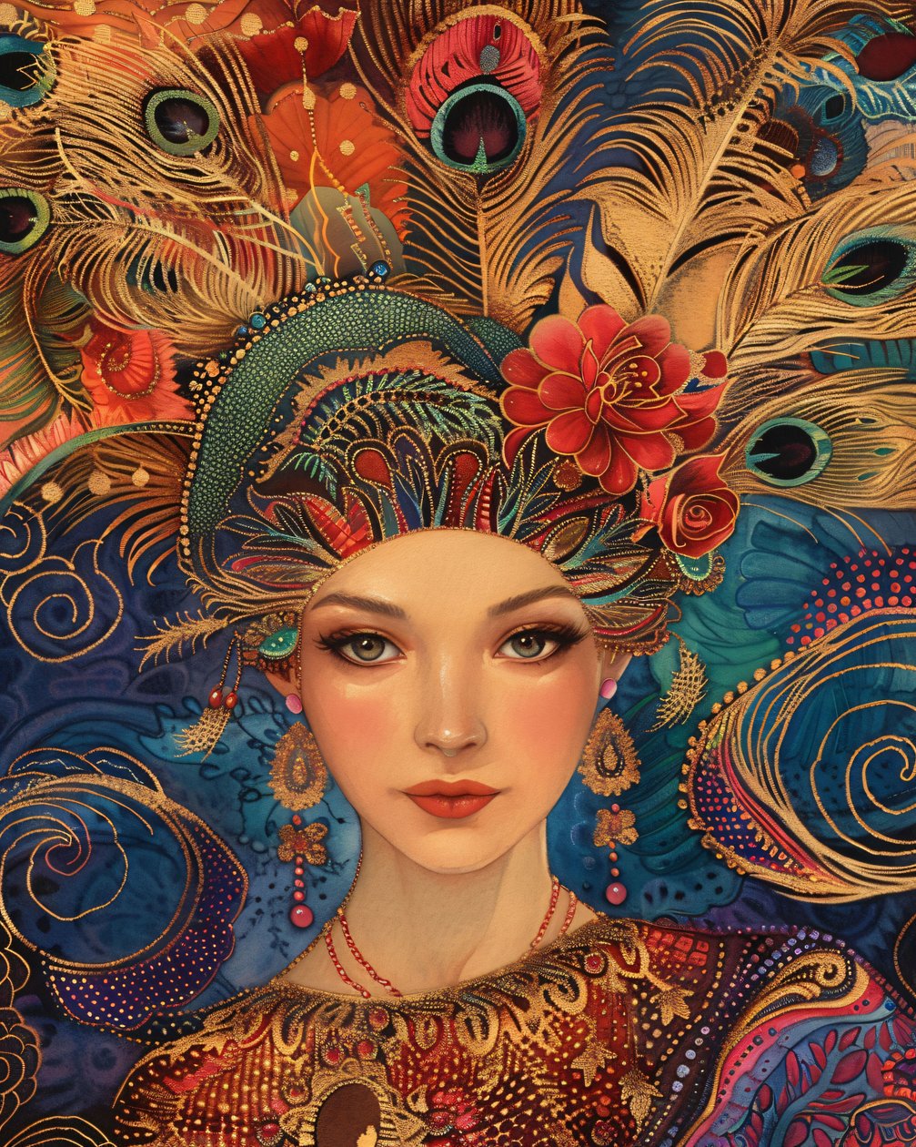 A Gorgeous Woman in the Style of Alex Grey, vászon és fali keret, print on demand alkotó: F. Abderrahim