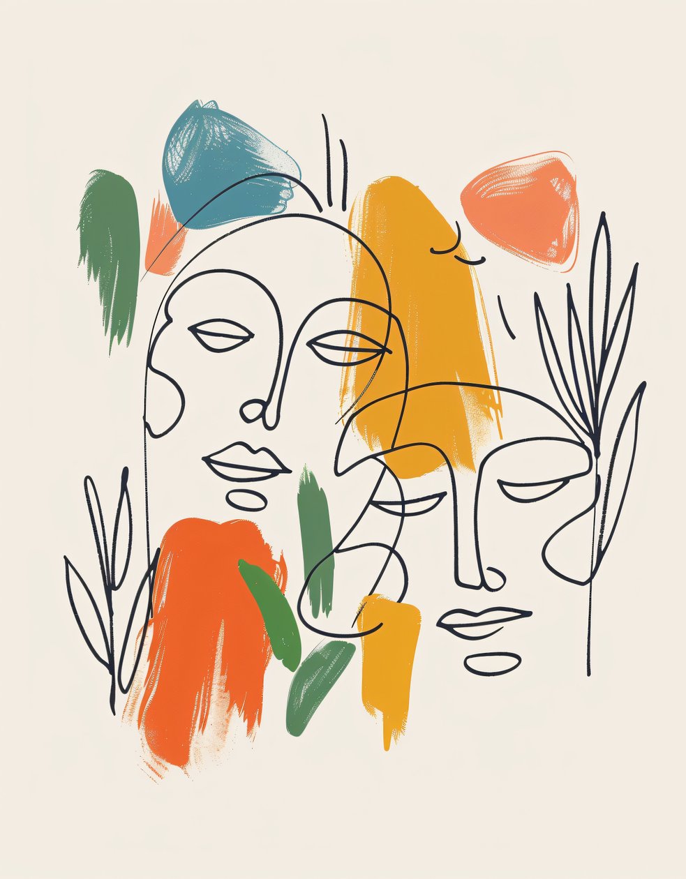 Minimalista boho Windring egy vonal vázlat, Mid-Century Modern, fali dekoráció nyomatok alkotó: F. Abderrahim