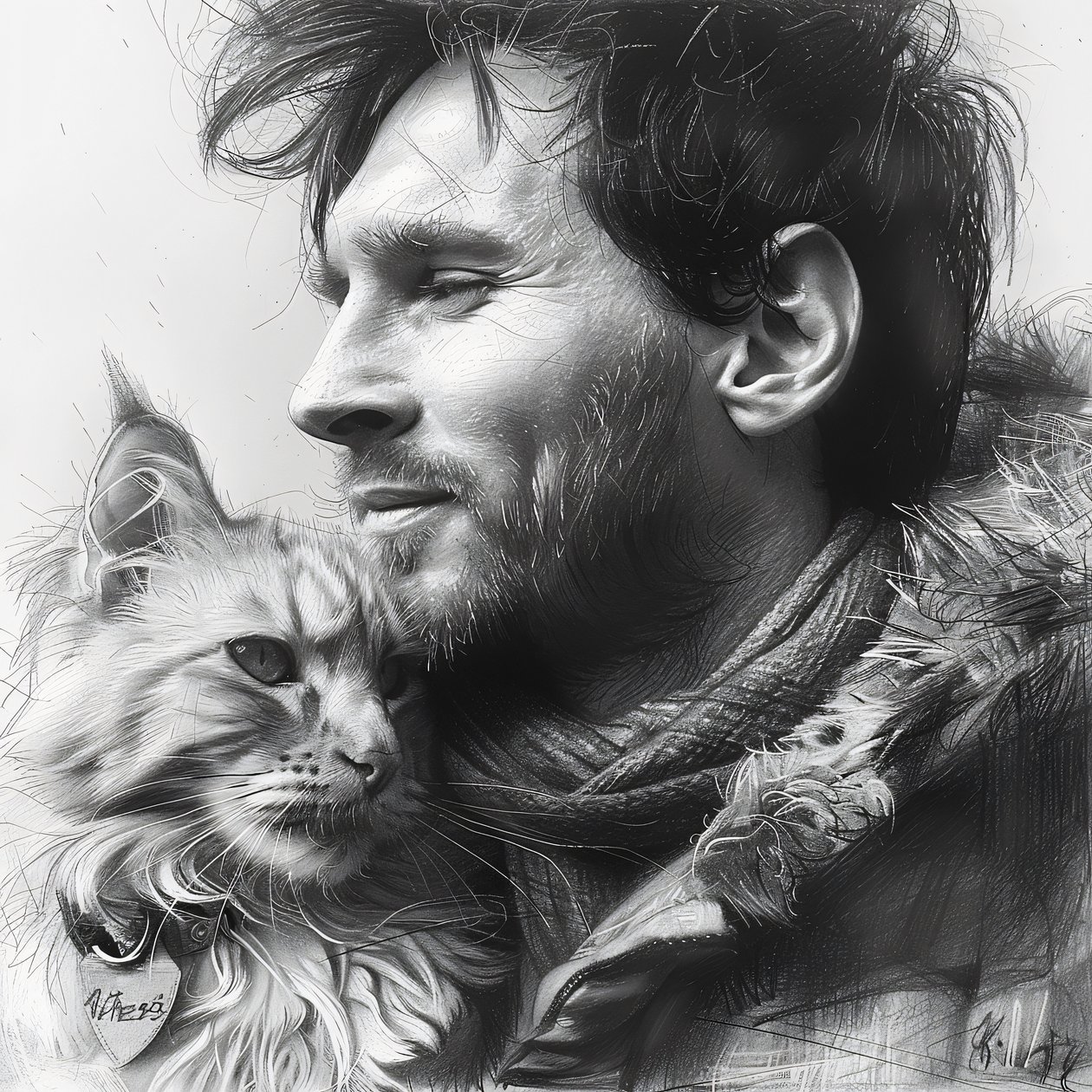 Macska Messi focistával, Modern fali dekoráció | print on demand alkotó: F. Abderrahim