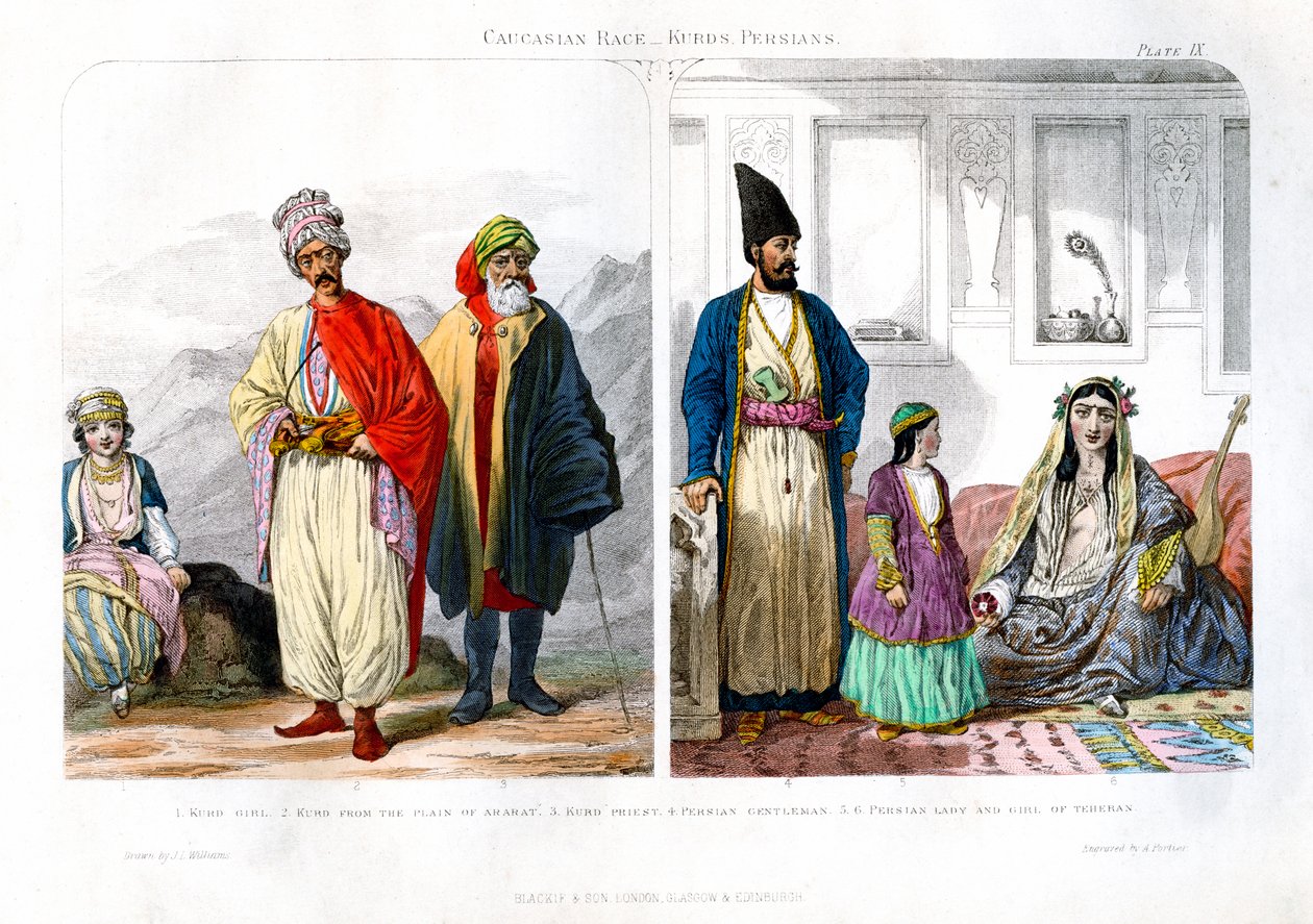 Kaukázusi faj, kurdok és perzsák, 1873. alkotó: A. Portier