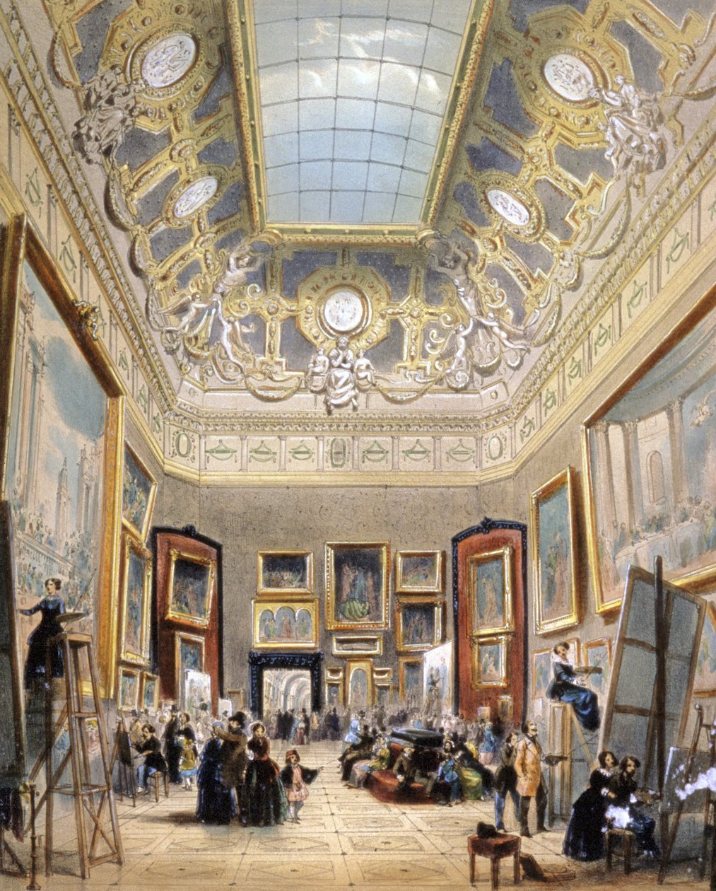 Tanulmányi nap a Louvre-ban, 1850 körül (litográfia) alkotó: A Provost