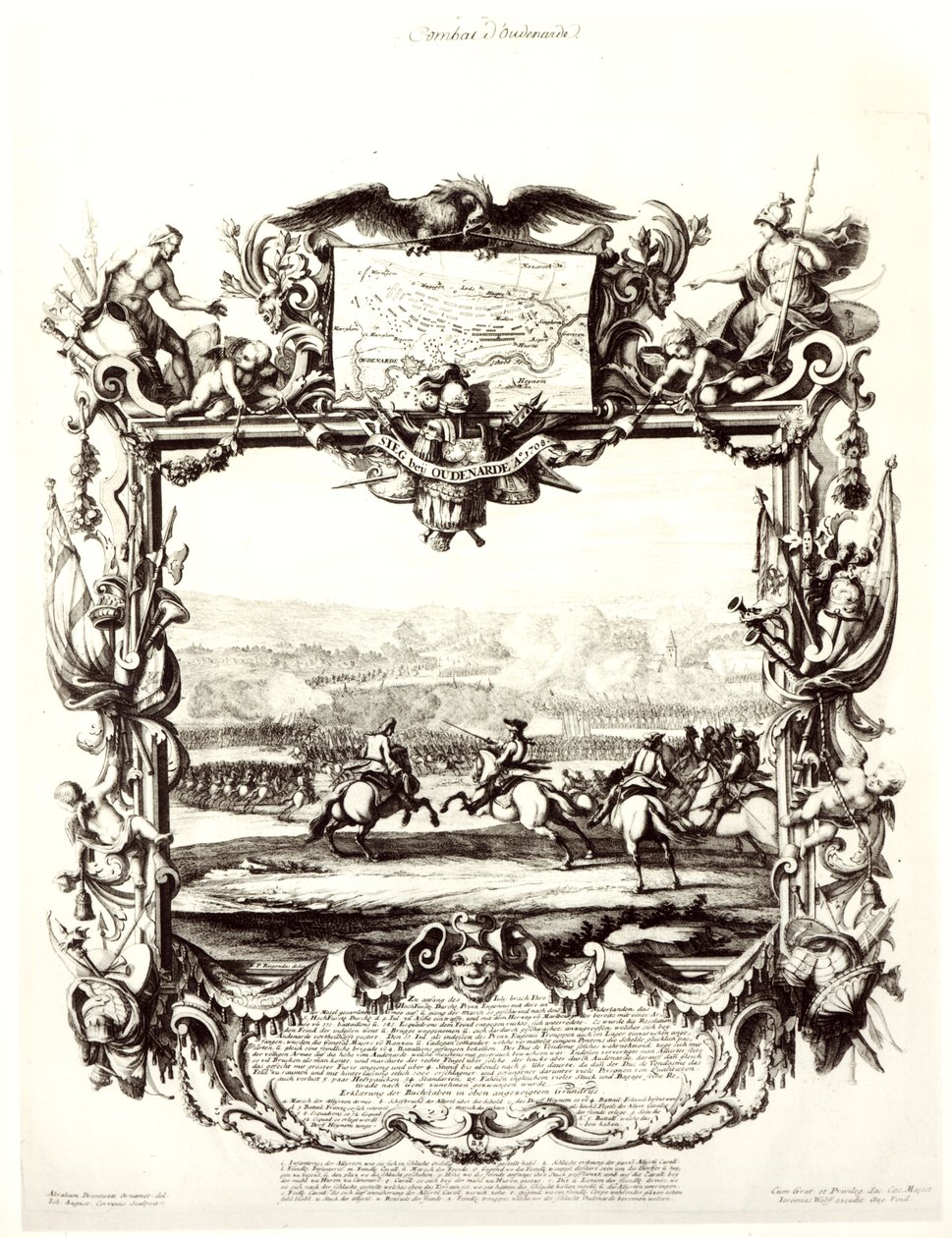 Az oudenaarde-i csata, 1708. július 11., metszet: Jeremias Wolff és Johann August Corvinus (1683-1738) alkotó: Abraham Drentwett