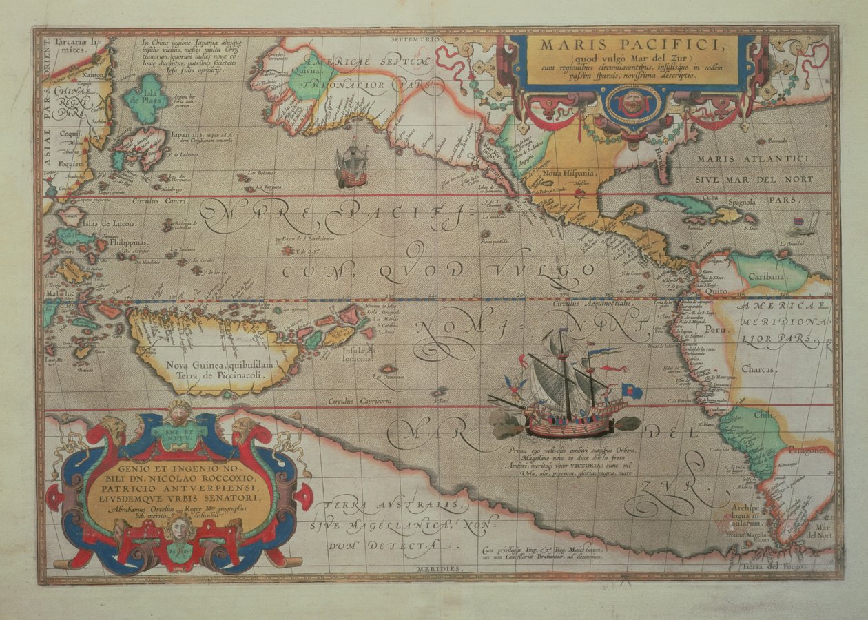 A Csendes-óceán, Kína és Amerika térképe, 1589, Abrahamus Ortelius (1527-98) (a részleteket lásd: 84597) alkotó: Abraham Ortelius