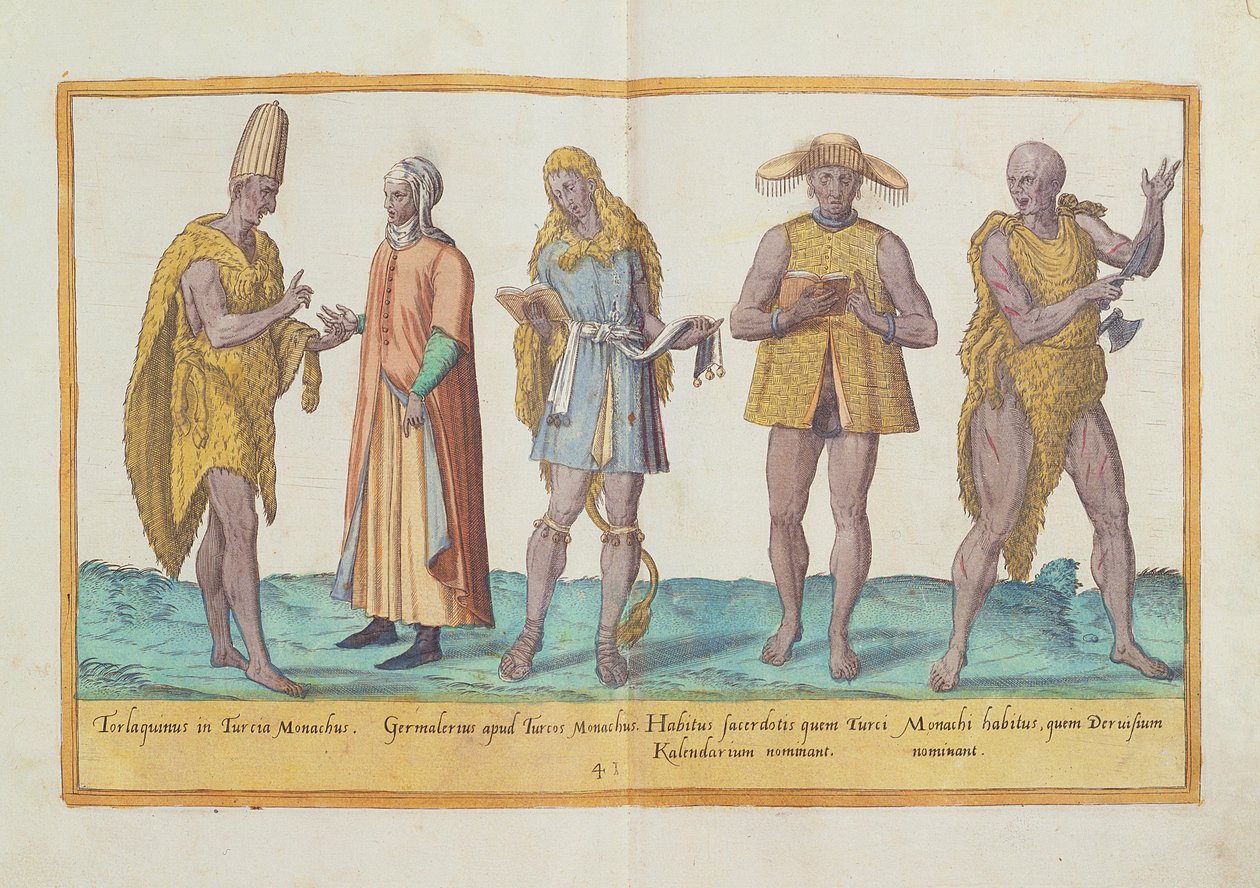 XVI. századi jelmezek az "Omnium Poene Gentium Imagines" című, Kölnben, 1577-ben kiadott könyvből (kézzel színezett metszet). alkotó: Abraham de Bruyn