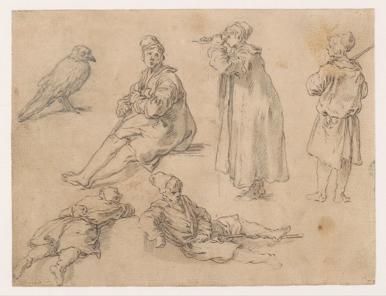 Egy ülő és két álló fiú alkotó: Abraham Bloemaert